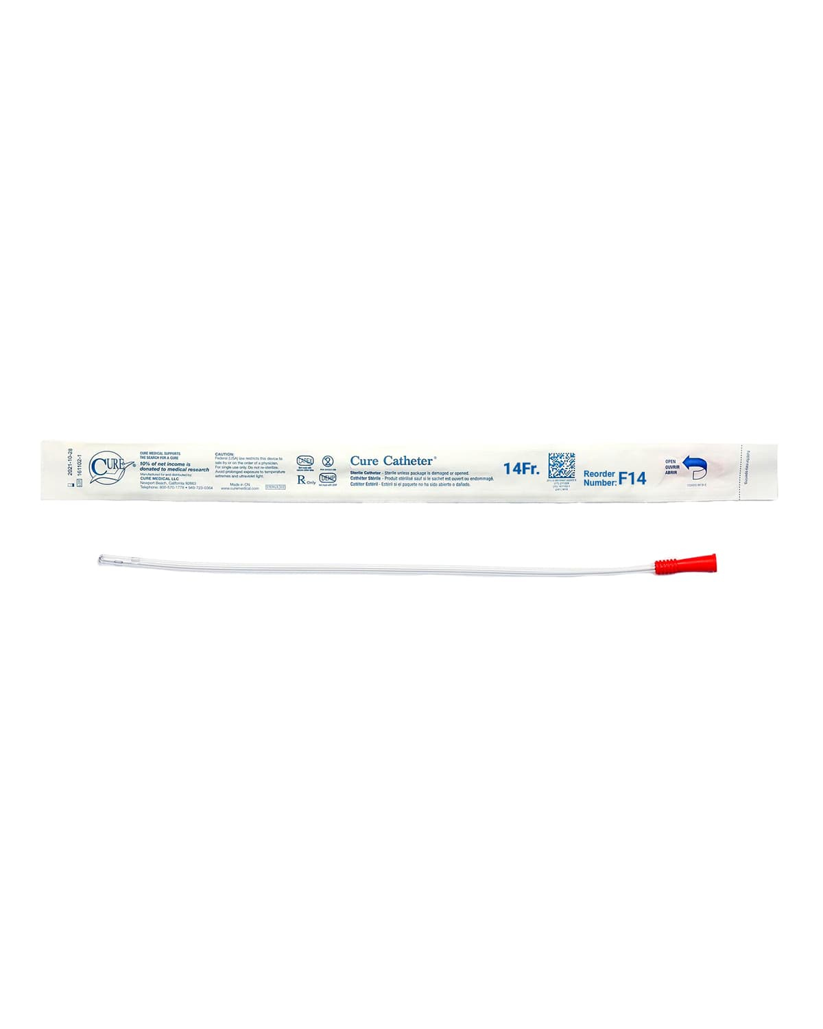 Cure Straight Tip Catheters 14Fr F14 - DMR