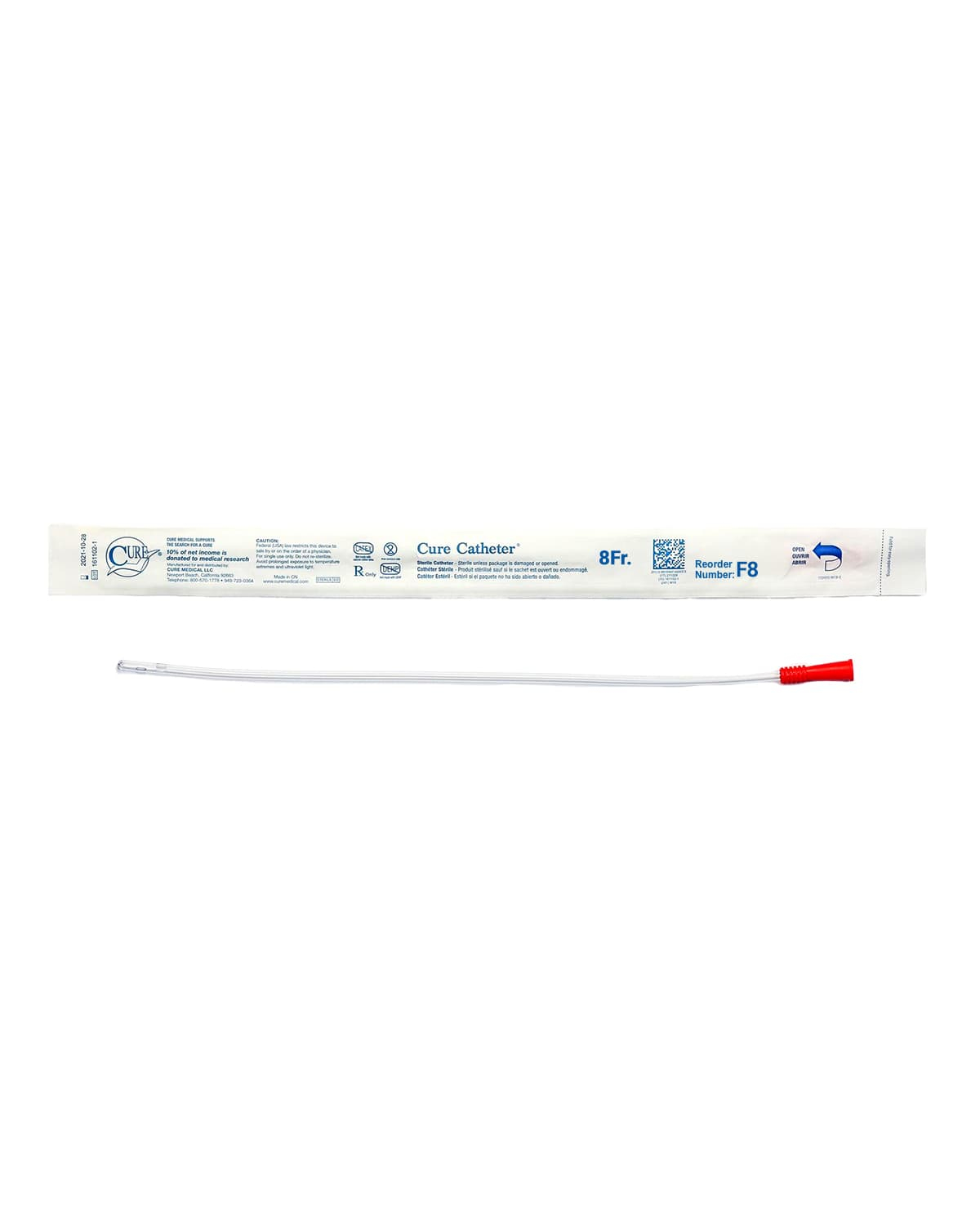Cure Straight Tip Catheters 8Fr F8 - DMR
